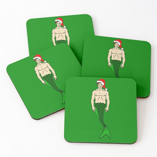 Item preview, santa brunette merman ugly christmas mermaid designed and sold by Gossip Rag.