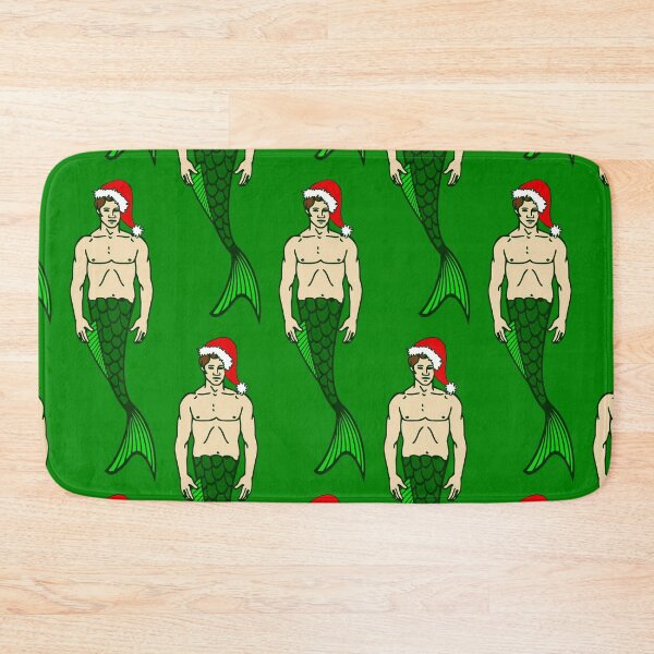 Item preview, santa brunette merman ugly christmas mermaid designed and sold by Gossip Rag.