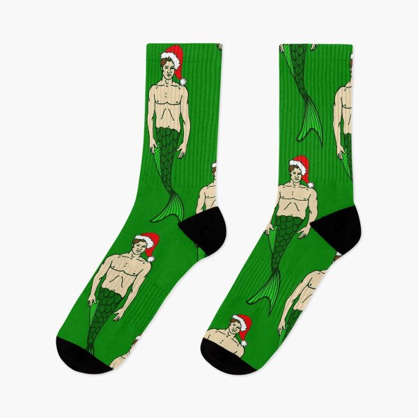 Item preview, santa brunette merman ugly christmas mermaid designed and sold by Gossip Rag.