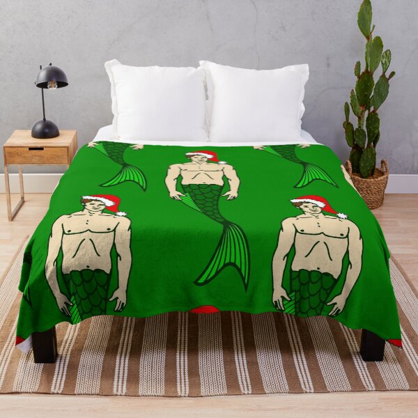 Item preview, santa brunette merman ugly christmas mermaid designed and sold by Gossip Rag.