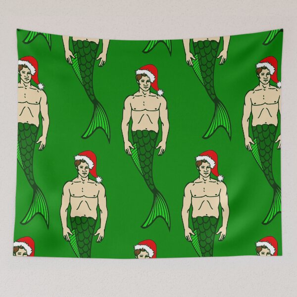 Item preview, santa brunette merman ugly christmas mermaid designed and sold by Gossip Rag.