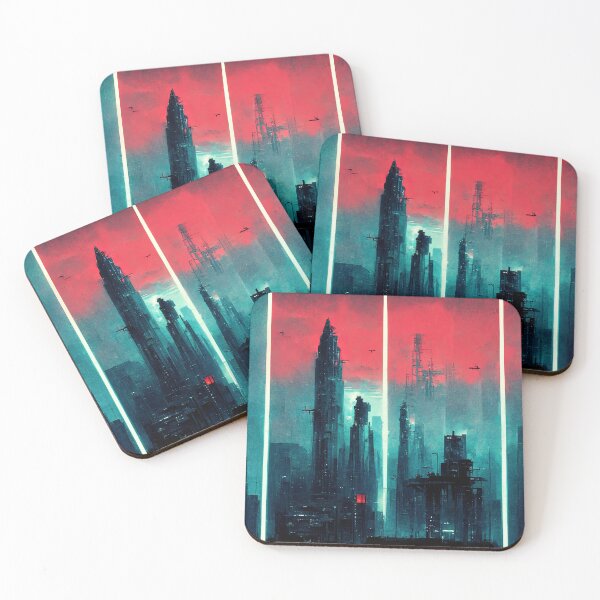 Item preview, Sci Fi Wall Art Poster - Dystopian Neon Future City designed and sold by KaladynDesigns.