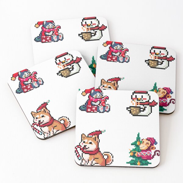 Item preview, CUTE ANIMALS PIXEL PALS PACK  - Winter Fun! Christmas Fun! Four sticker pack! designed and sold by Bookwyrm-Bazaar.