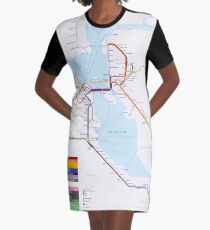 San Francisco Metro Map Graphic T-Shirt Dress