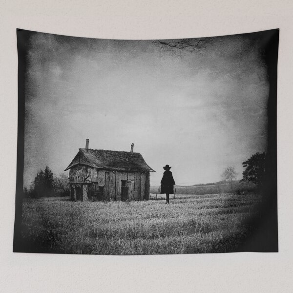 Item preview, Old creepy photo of scarecrow in the countryside A.I. generated designed and sold by JinxedMonster.