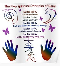 Die 5 Prinzipien von Reiki Poster