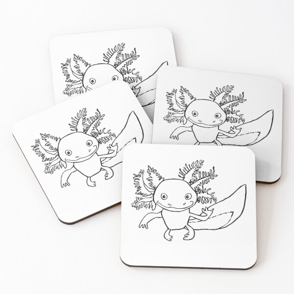 Item preview, Cute Axolotl Black Line Drawing designed and sold by badlydrawnbabe.