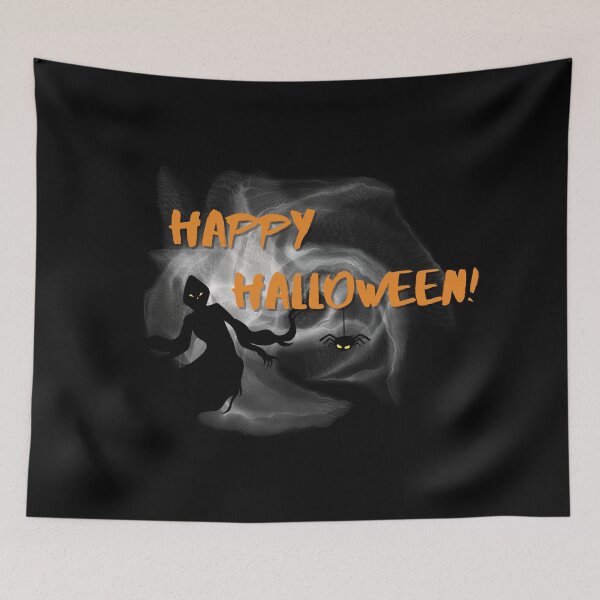 Item preview, Spooky Happy Halloween Ghost & Spider designed and sold by BreezyBalloon.