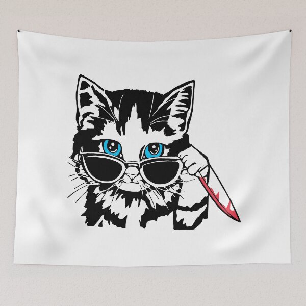 Item preview, cool cat with knife designed and sold by rezkiterus77.