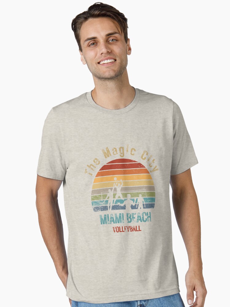 Hot selling Out Run Retro Vintage Miami Beach The Magic City Outfit Casual  Volleyball T-Shirt Design Essential T-Shirt