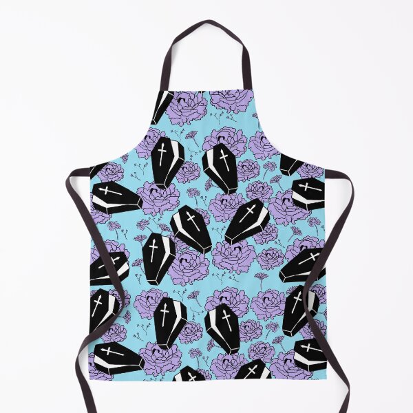 Item preview, Whimsigoth Coffins and flowers on blue designed and sold by Cass Noel Studio.