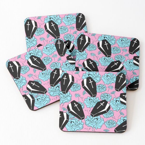 Item preview, Coffins and flowers with pink designed and sold by Cass Noel Studio.