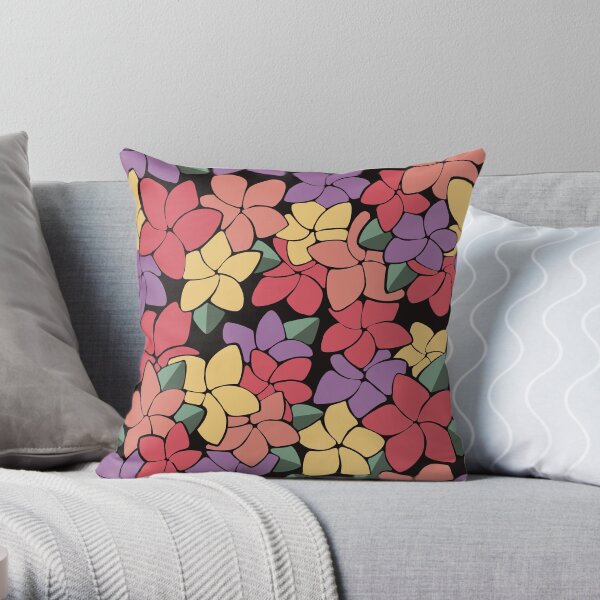Artsy Tropical Flowers Pattern Throw Pillow