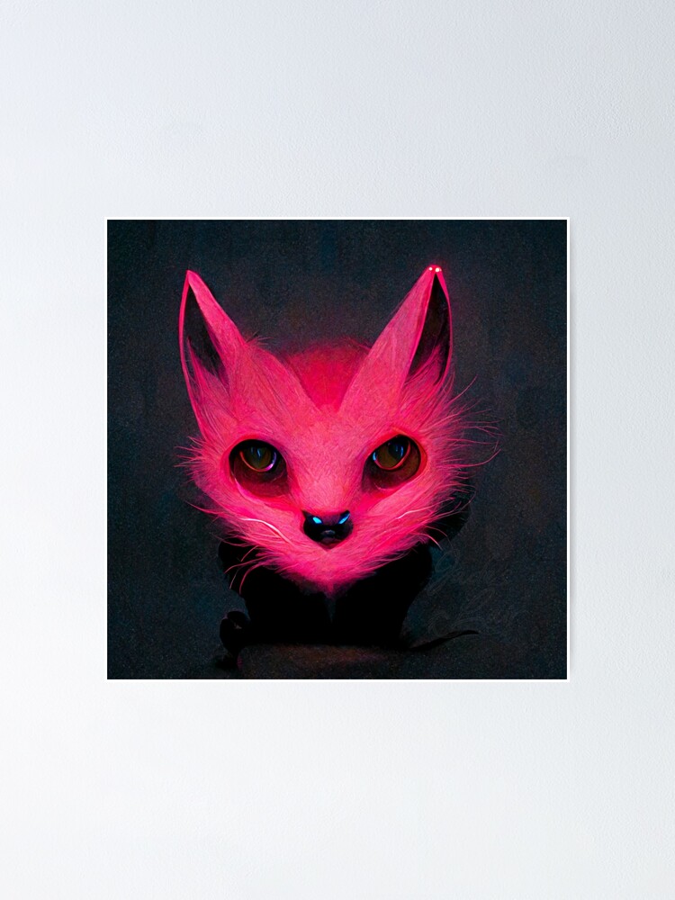 "Neon Pink Cat" Poster for Sale by JadesLair Redbubble