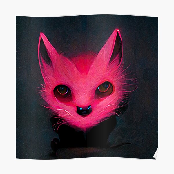 "Neon Pink Cat" Poster for Sale by JadesLair Redbubble