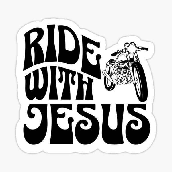 " Ride With JesusVintage retro groovy motorcycle riderChristian biker