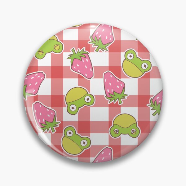 Artikelvorschau, Frösche und Erdbeeren auf rotem und weißem Plaid entworfen und verkauft von Cass Noel Studio.