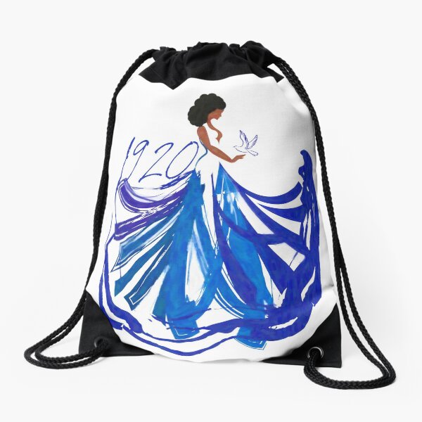 Lady in The Blue and The White by HeavenNezCree Drawstring Bag
