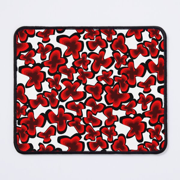 Artikelvorschau, Abstract Red Agate Flowers on White Half-Drop Repeat 5748 entworfen und verkauft von Art in My Loft.