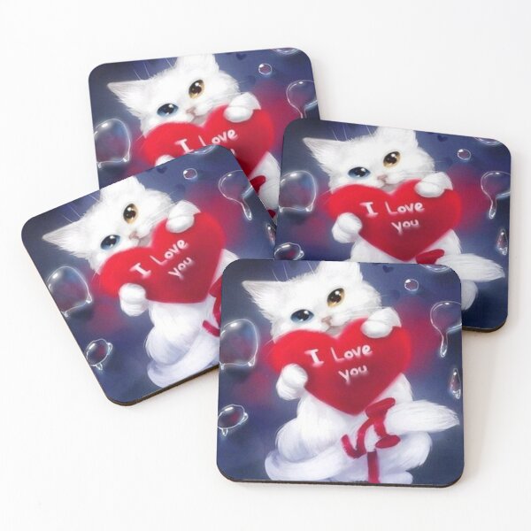 Item preview,  I Love You White Kitty Red Heart  2 Black designed and sold by Rowena Jones.