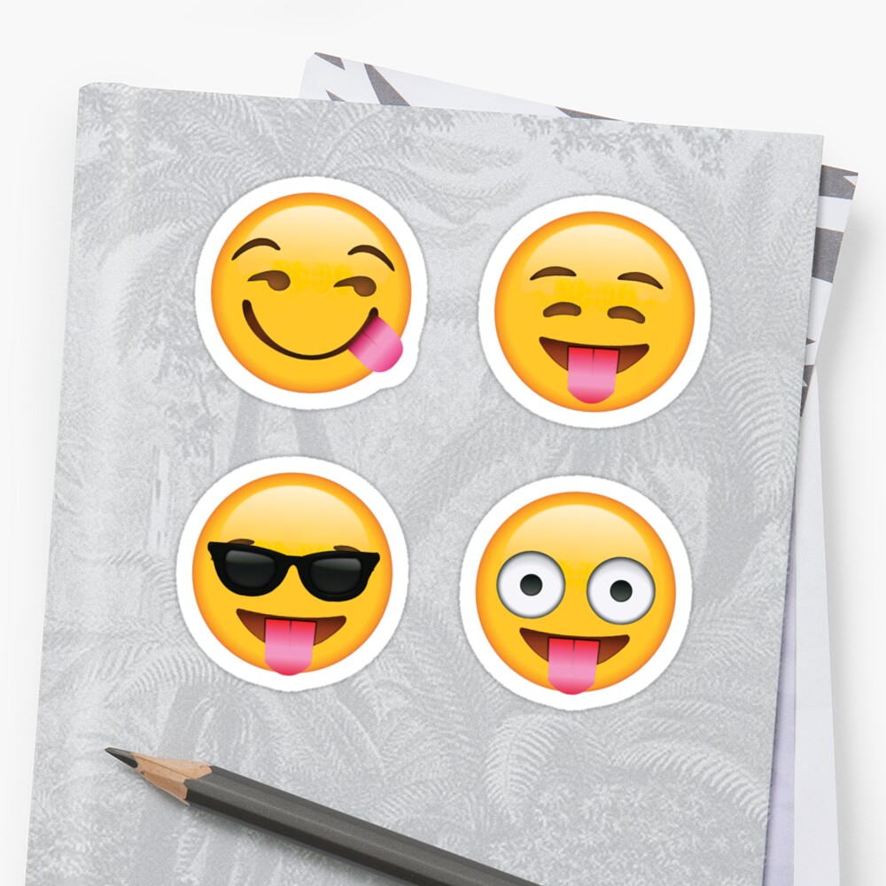 Tongues Out Secret Emoji 4 Pack Funny Internet Meme Stickers By