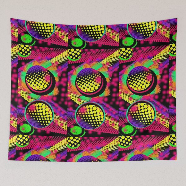 Item preview, Shocking Pink: Neon vibrant abstract circle graffiti patterns designed and sold by neonmoonwaves.