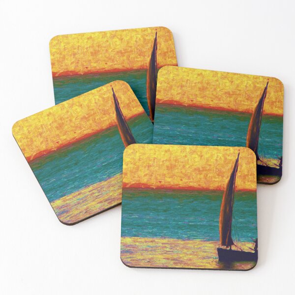 Item preview, Sailboat at sunset abstract painting designed and sold by RafaelLima7.