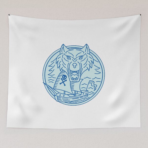 Item preview, Seawolf Pirate Ship Circle Mono Line designed and sold by patrimonio.