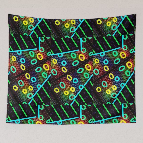 Item preview, Shocking Glowing Blue and Green loops prism grid neon spectrum designed and sold by neonmoonwaves.
