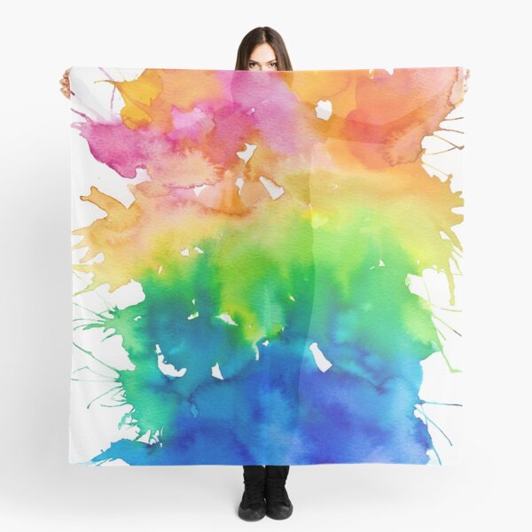 Rainbow Watercolor Paint Splash Art Scarf
