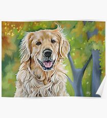 Golden Retriever Dog Painting Poster
