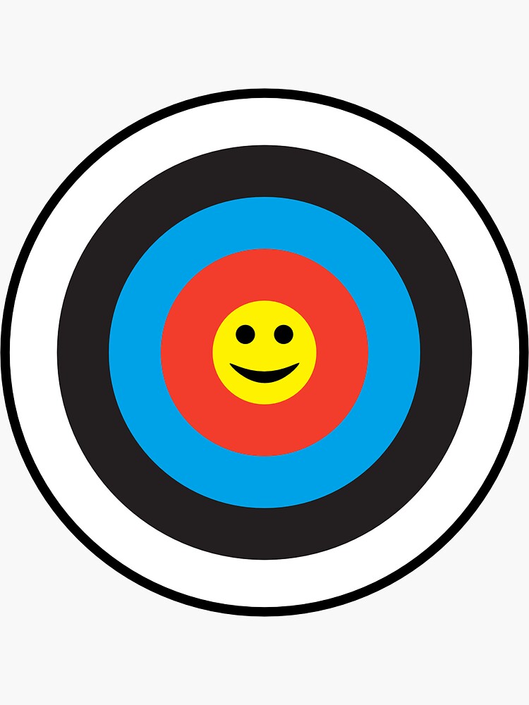 "Little Smiley Face Archery Target Emoji Bullseye" Sticker for Sale by
