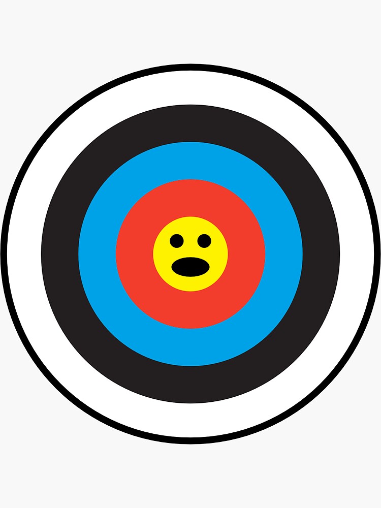 "Little Uh Oh Face Archery Target Emoji Bullseye" Sticker for Sale by