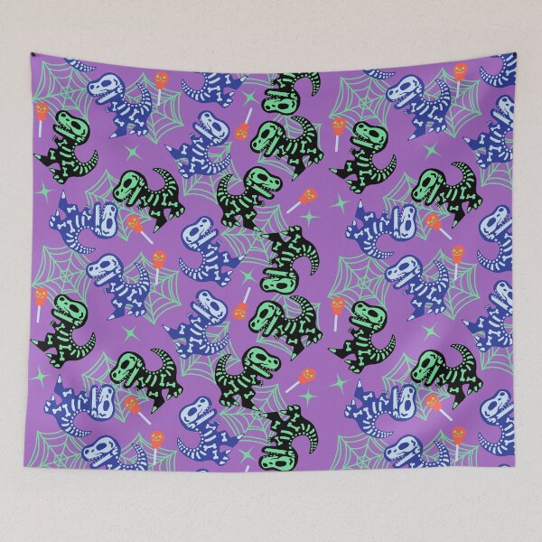 Item preview, Spoopy Spooky Dinosaur Halloween with Spider Webs on Purple designed and sold by Cass Noel Studio.