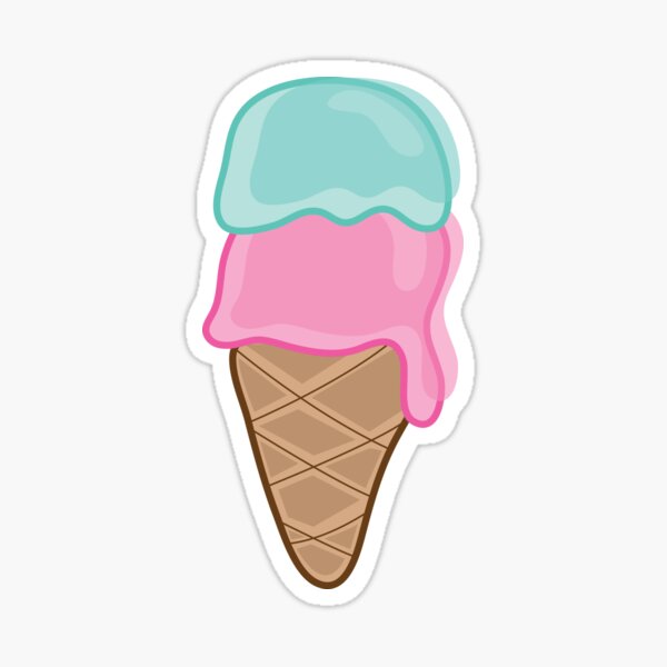 I Love Retro Strawberry and Mint Ice-Cream Sticker