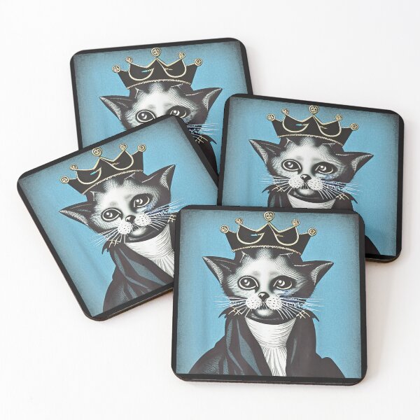 Item preview, Cat Head Crown Blue Cyanotype Vintage Graphic Prince King designed and sold by Milanewman.
