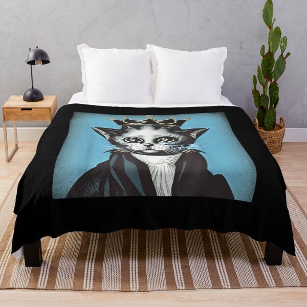 Item preview, Cat Head Crown Blue Cyanotype Vintage Graphic Prince King designed and sold by Milanewman.