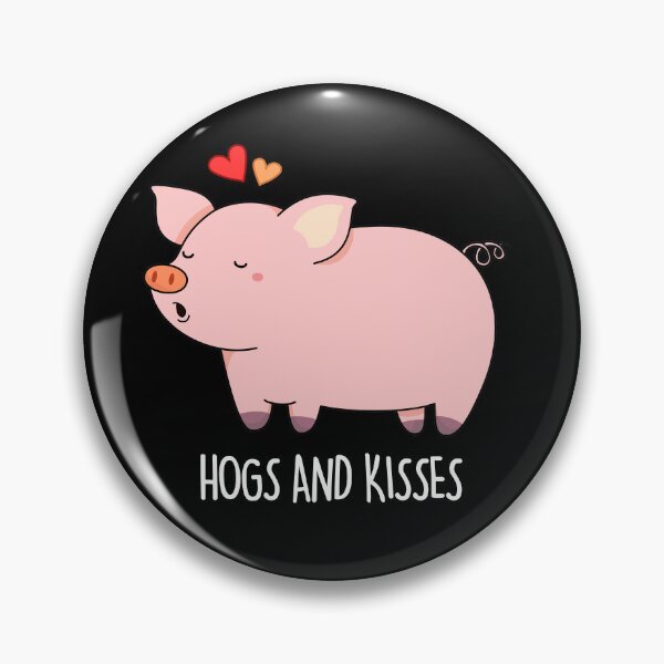 Item preview, Hogs And Kisses Funny Pig Puns (Dark BG) designed and sold by punnybone.