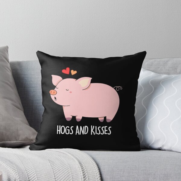 Item preview, Hogs And Kisses Funny Pig Puns (Dark BG) designed and sold by punnybone.