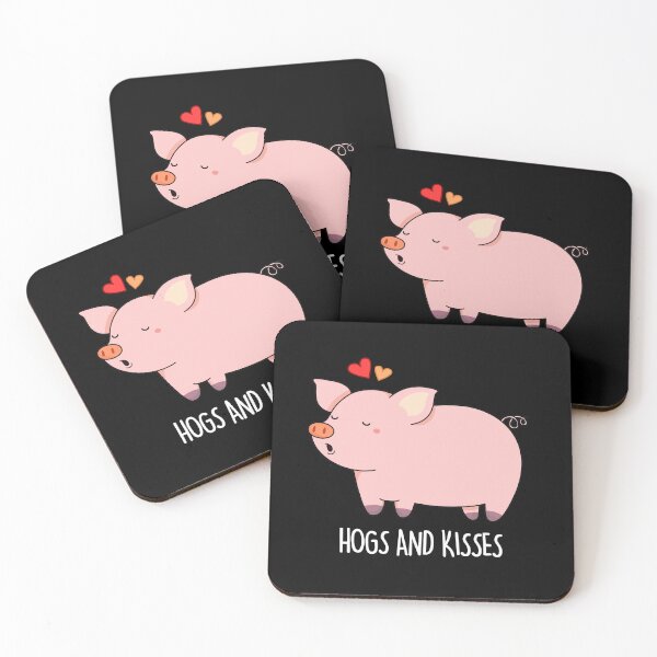 Item preview, Hogs And Kisses Funny Pig Puns (Dark BG) designed and sold by punnybone.