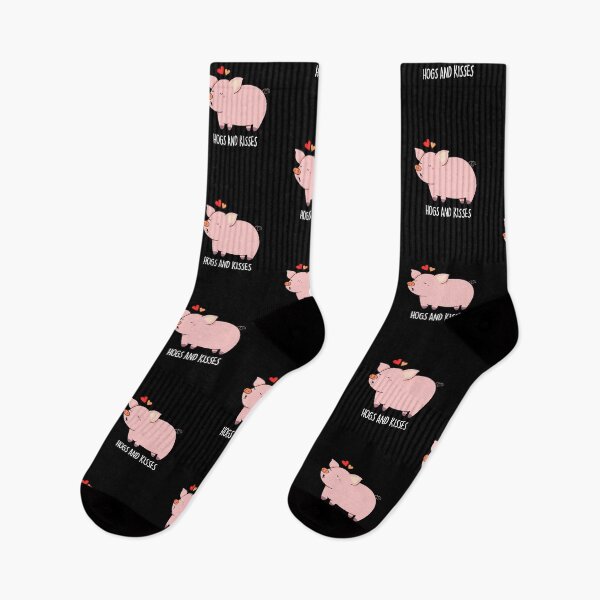 Item preview, Hogs And Kisses Funny Pig Puns (Dark BG) designed and sold by punnybone.