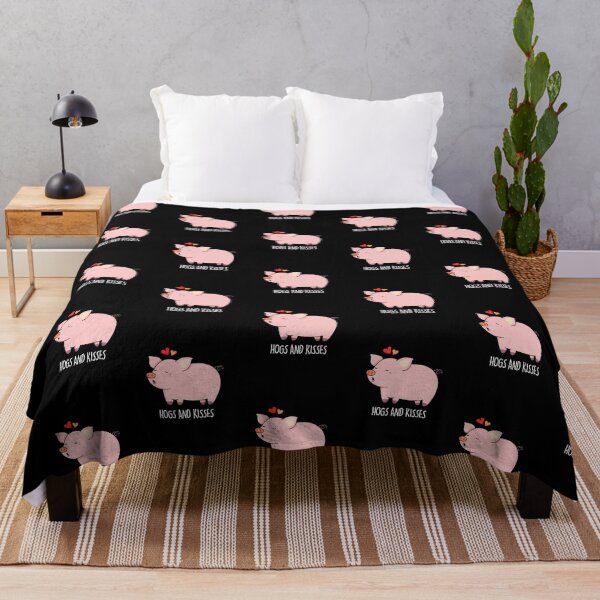 Item preview, Hogs And Kisses Funny Pig Puns (Dark BG) designed and sold by punnybone.