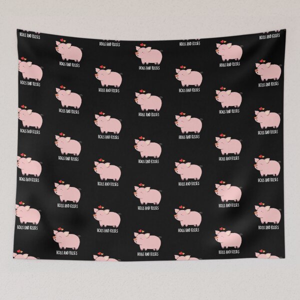 Item preview, Hogs And Kisses Funny Pig Puns (Dark BG) designed and sold by punnybone.