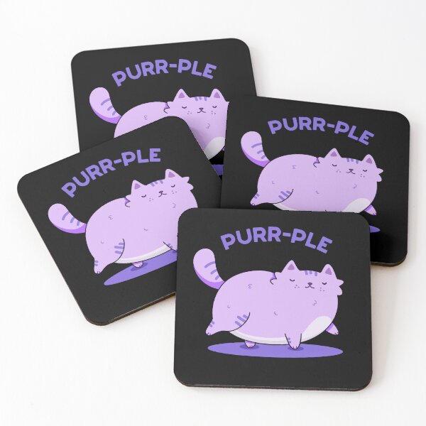 Item preview, Purr-ple Funny Fat Kitty Cat Puns (Dark BG) designed and sold by punnybone.