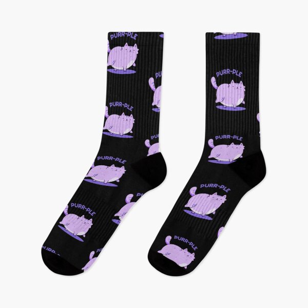 Item preview, Purr-ple Funny Fat Kitty Cat Puns (Dark BG) designed and sold by punnybone.