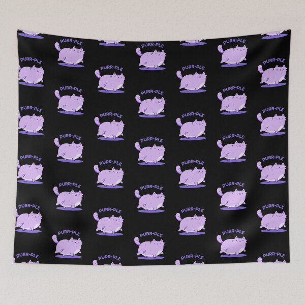 Item preview, Purr-ple Funny Fat Kitty Cat Puns (Dark BG) designed and sold by punnybone.
