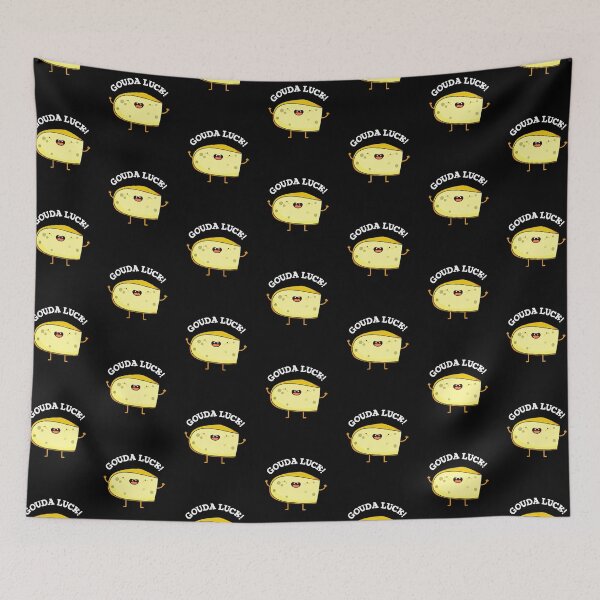 Item preview, Gouda Luck Funny Cheese Puns (Dark BG) designed and sold by punnybone.