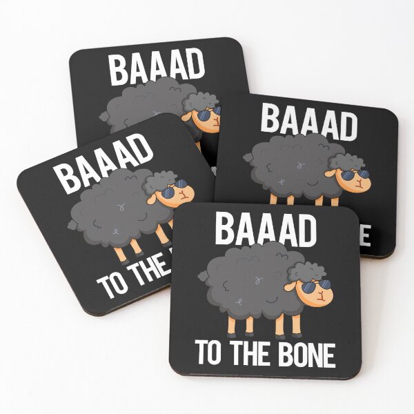 Item preview, Baaaad To The Bone Funny Black Sheep Puns  (Dark BG) designed and sold by punnybone.
