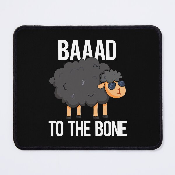 Item preview, Baaaad To The Bone Funny Black Sheep Puns  (Dark BG) designed and sold by punnybone.