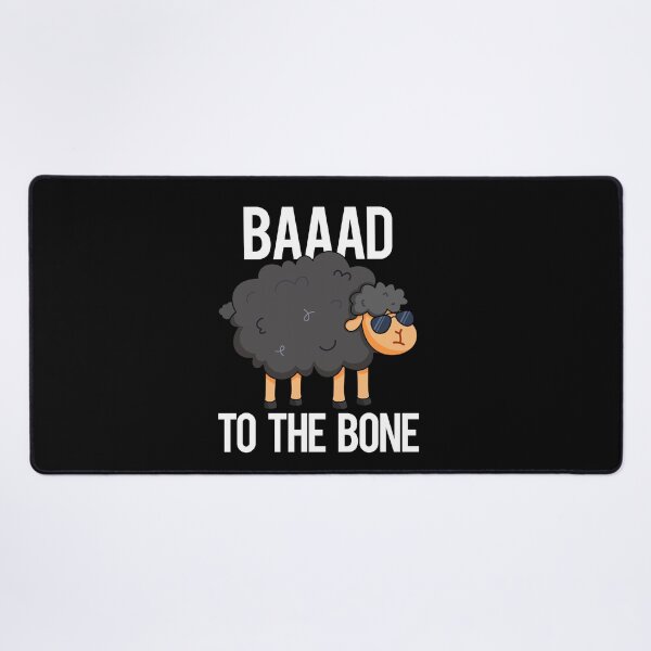 Item preview, Baaaad To The Bone Funny Black Sheep Puns (Dark BG) designed and sold by punnybone.